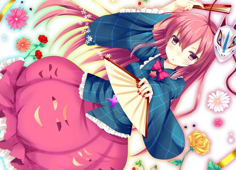 Pink-haired Girl with Fan — Pink, Playful, Anime