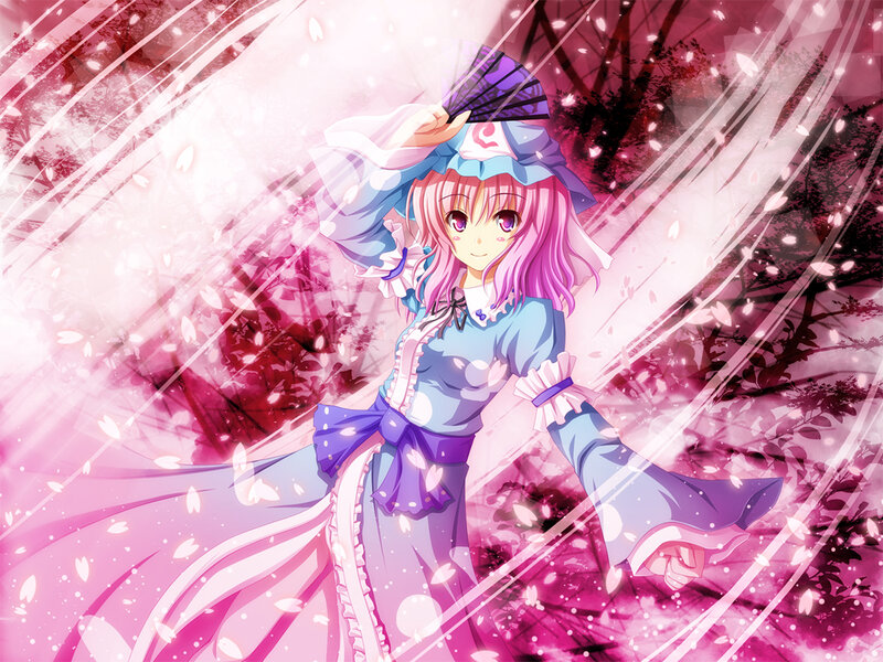 Pink-haired Girl with Fan — Pink, Serene