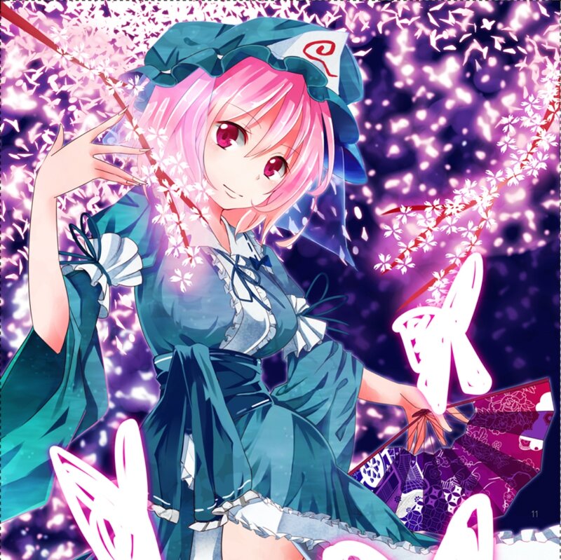 Pink-haired Girl with Fan — Purple, Dreamy, Spring, Anime