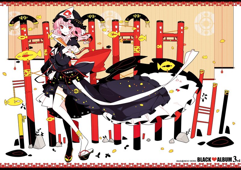 Pink-haired Girl with Fish — Black