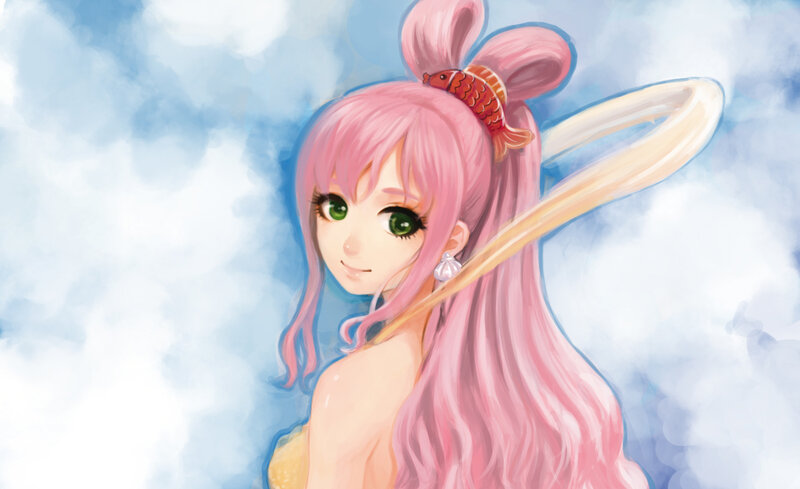 Pink-haired Girl with Fish — Pink