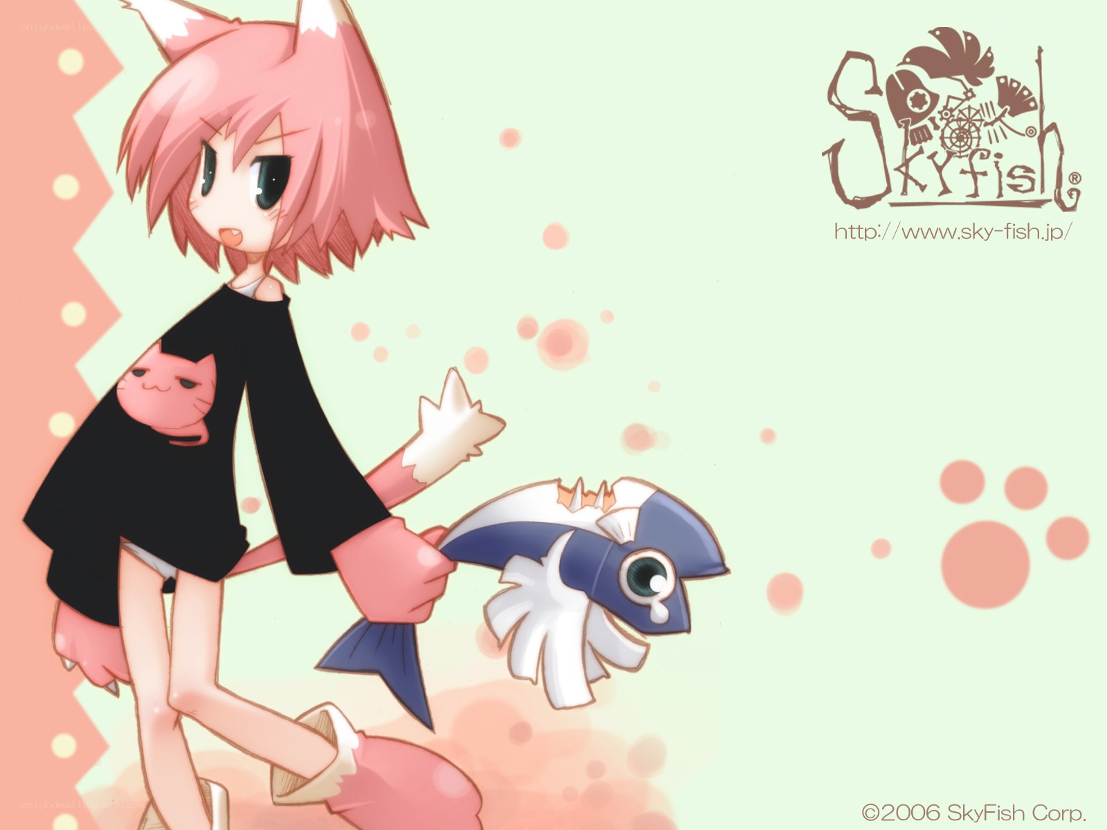 Pink-haired girl with fish