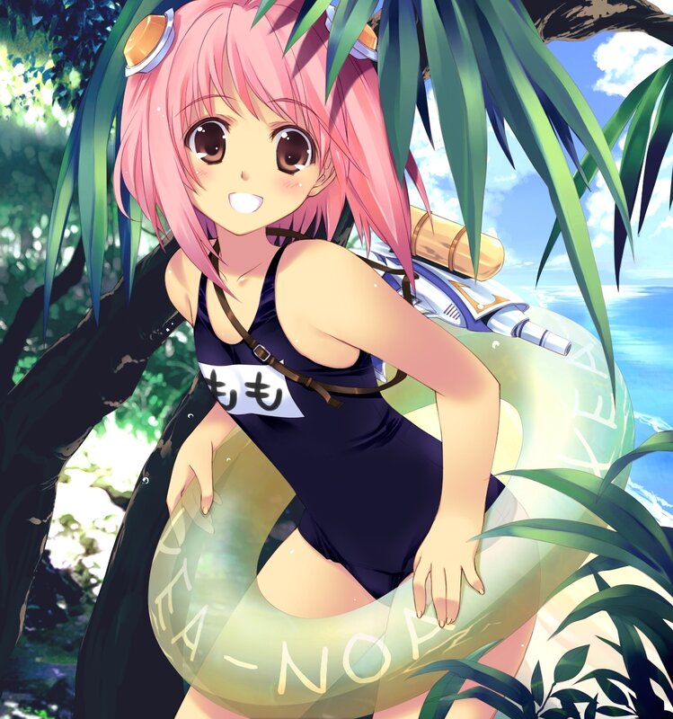 pink-haired girl with floatie