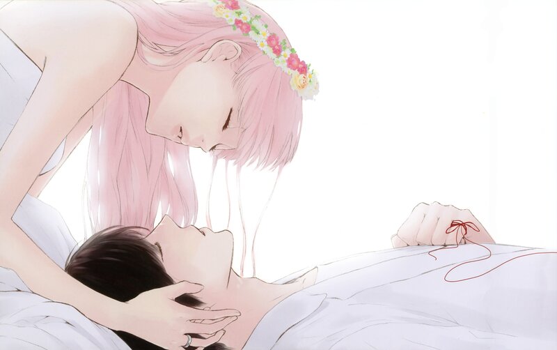 Pink-haired girl with flower crown