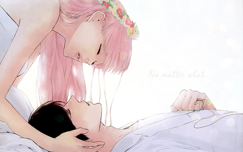 Pink-haired girl with flower crown