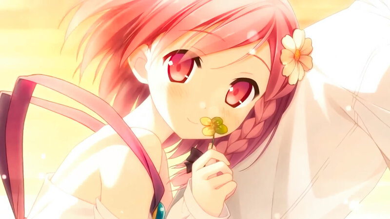 Pink-haired Girl with Flower — Pink, Cheerful