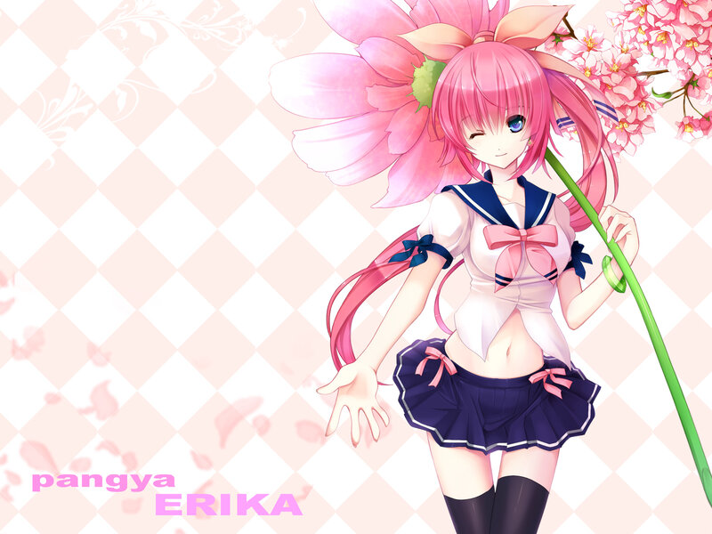 Pink-haired Girl with Flower — Pink