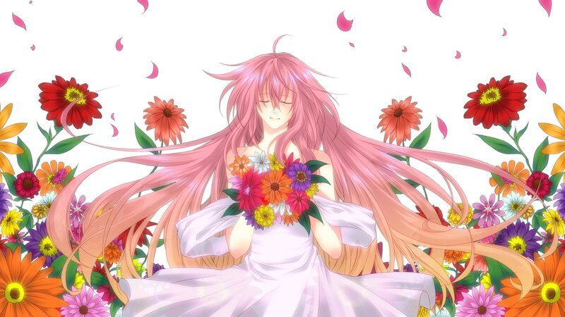 Pink-haired Girl with Flowers — Pink, Serene, Spring