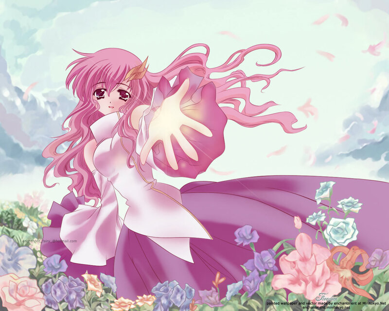 Pink-haired Girl with Flowers — Pink