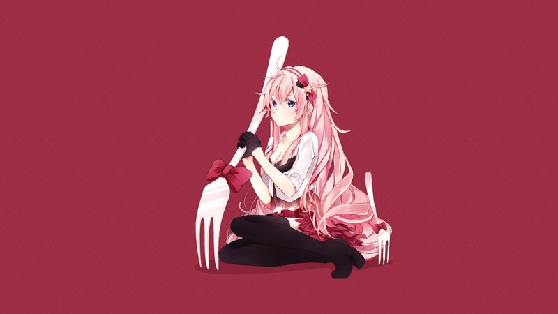 Pink-haired Girl with Fork