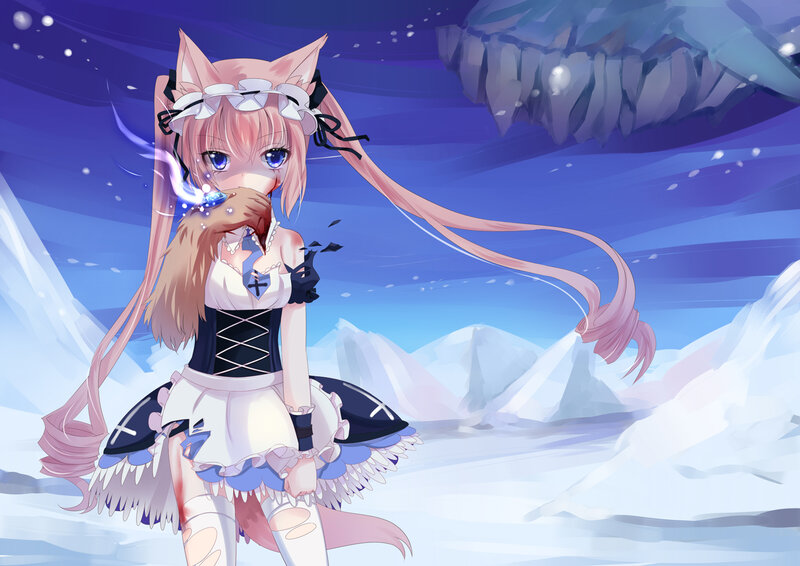 Pink-haired Girl with Fox Ears — Blue