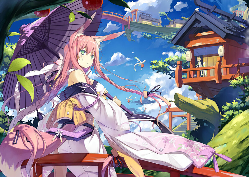 Pink-haired Girl with Fox Ears — Pink, Serene