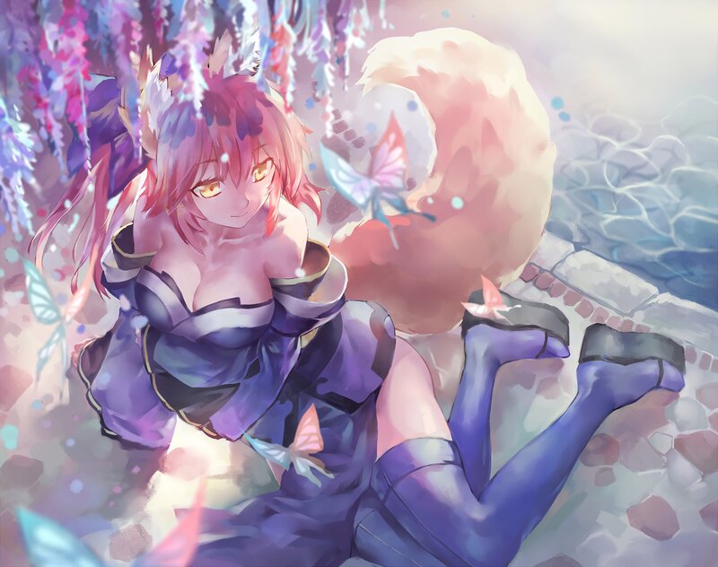 Pink-haired Girl with Fox Ears — Purple