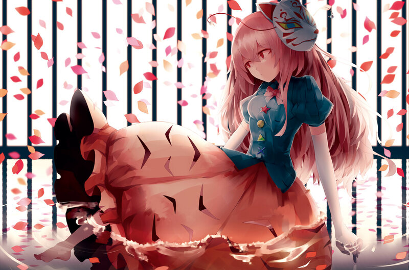 Pink-haired Girl with Fox Mask — Pink, Serene