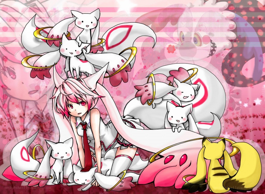 pink-haired girl with fox spirits