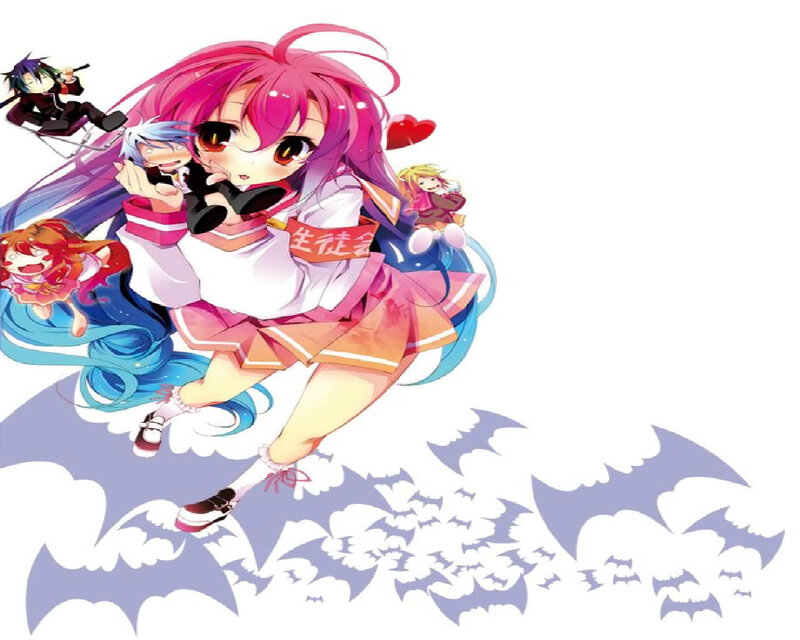 Pink-haired Girl with Friends