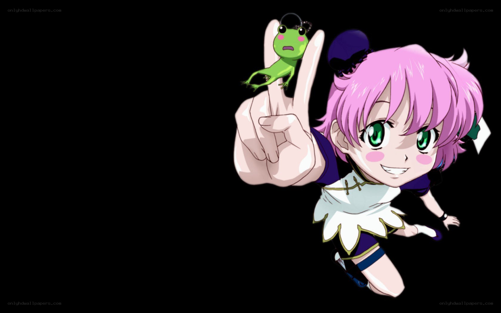pink-haired girl with frog