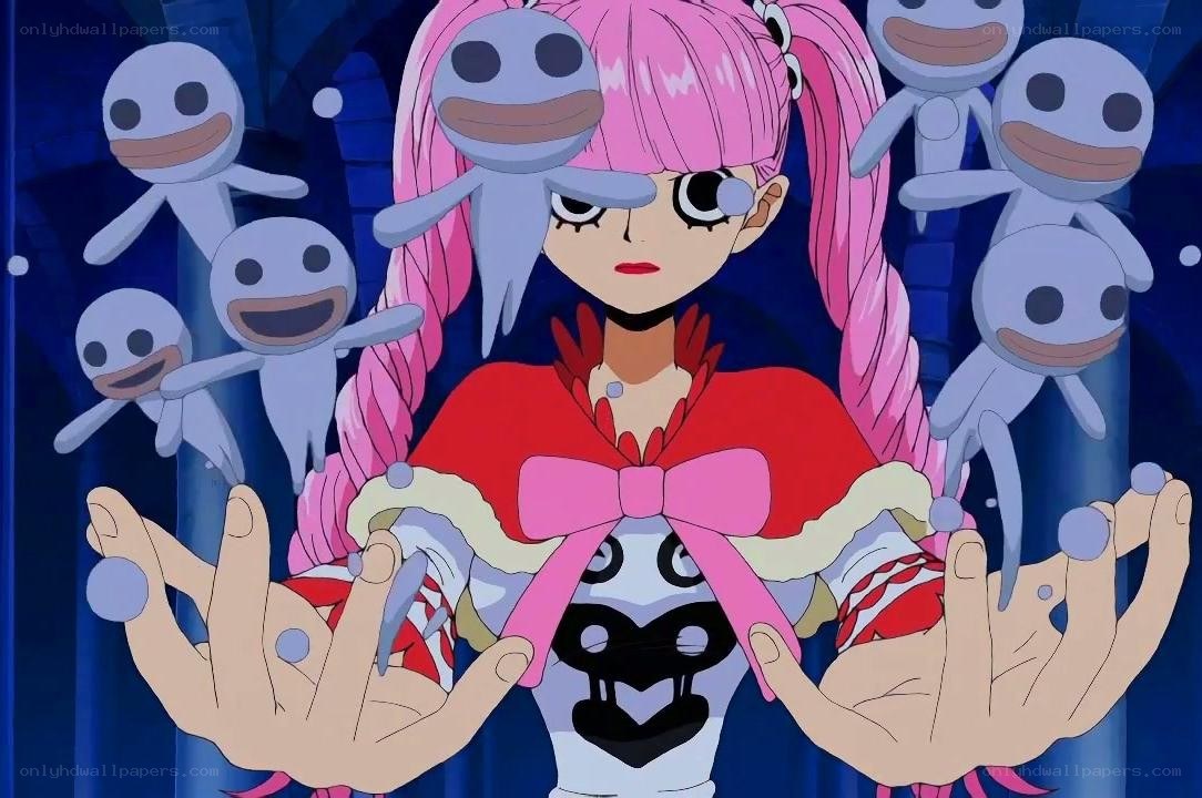 Pink-haired girl with ghostly figures