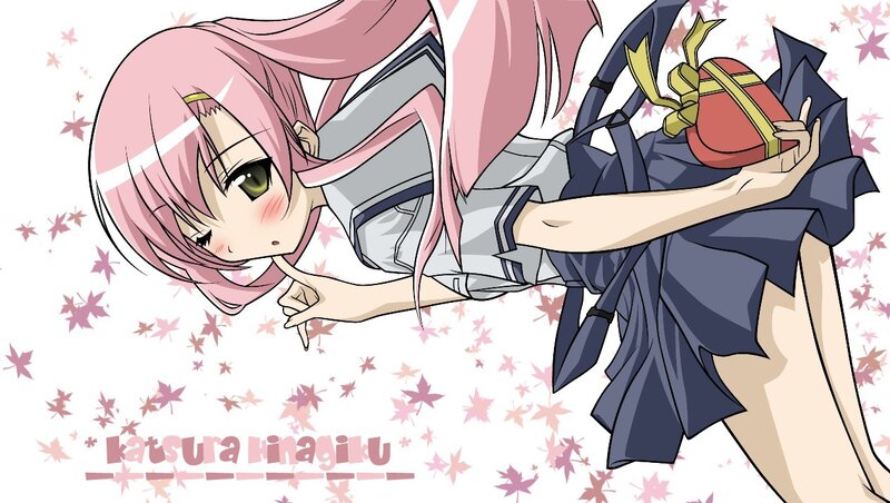 pink-haired girl with gift
