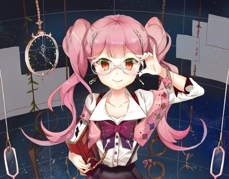 Pink-haired Girl with Glasses — Pink, Playful