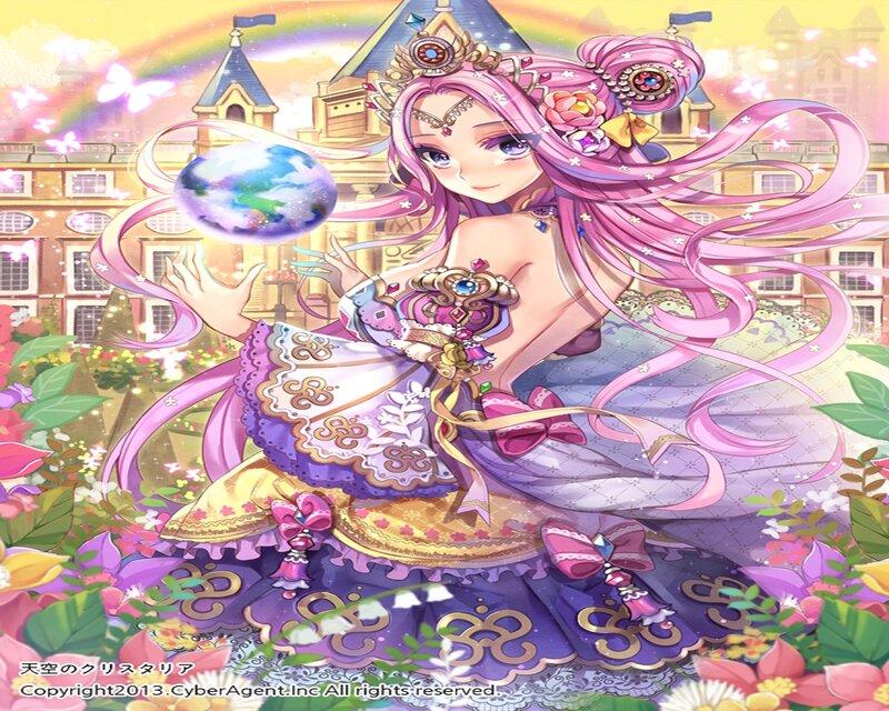 Pink-haired Girl with Globe — Purple