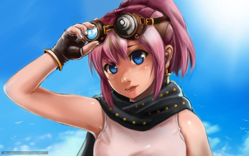 Pink-haired Girl with Goggles — Blue