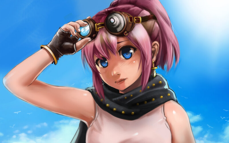 Pink-haired Girl with Goggles