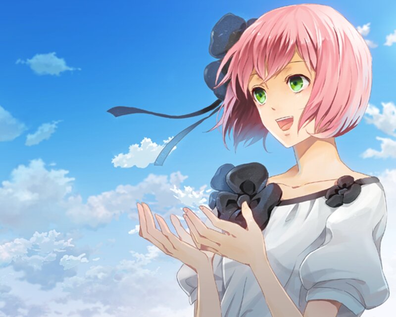 Pink-haired Girl with Green Eyes — Blue