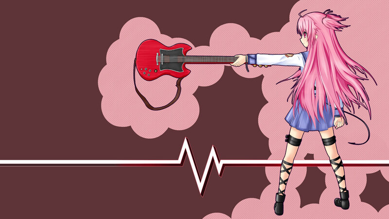 Pink-haired Girl with Guitar — Brown