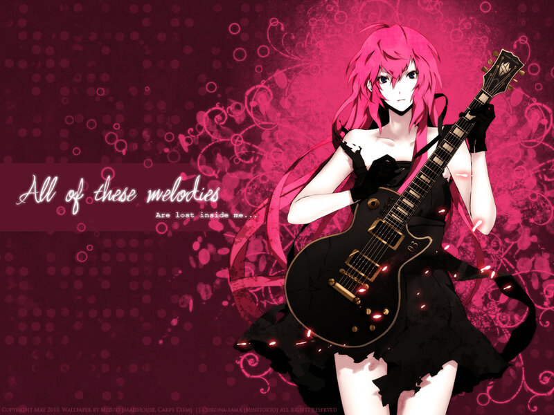 Pink-haired Girl with Guitar — Pink, Dramatic