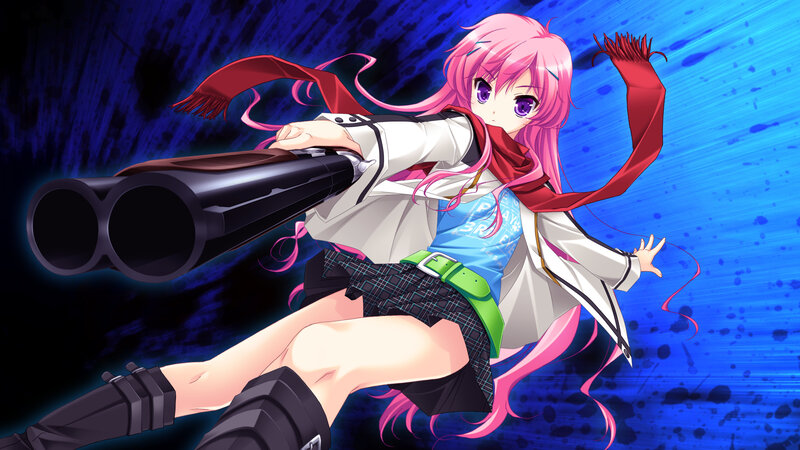 Pink-haired Girl with Gun — Blue