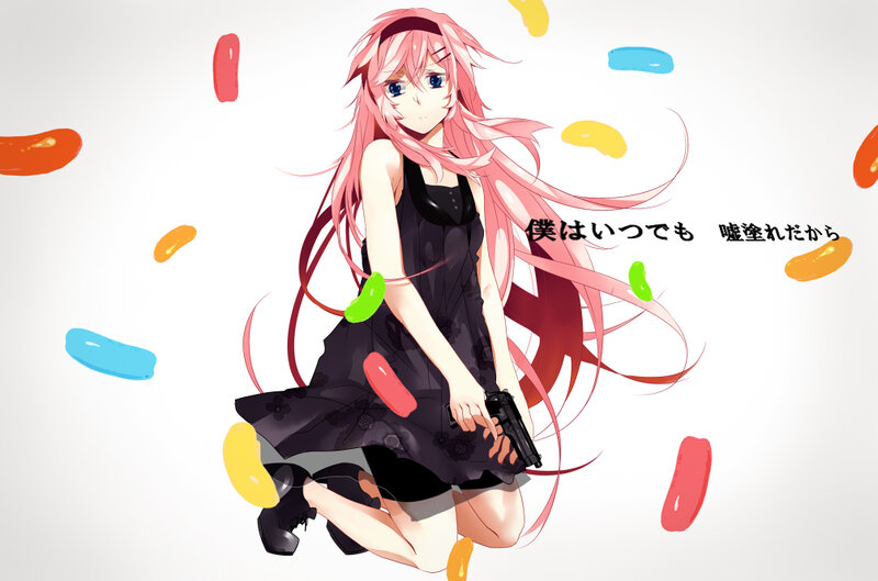 Pink-haired Girl with Gun — Pink, Dramatic