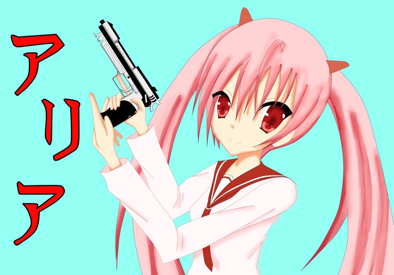 Pink-haired Girl with Gun — Pink, Playful