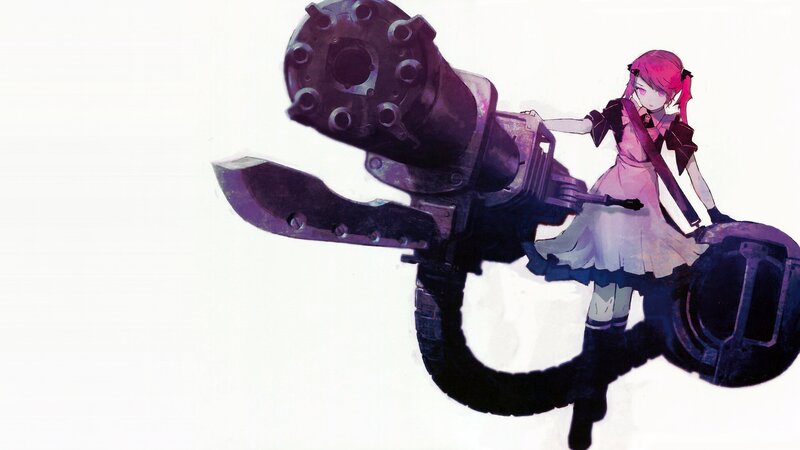 Pink-haired Girl with Gun — Purple, Dramatic, Anime
