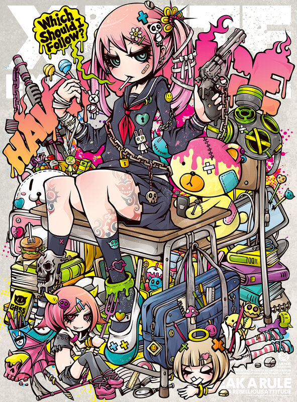 Pink-haired Girl with Guns — Pink, Chaotic