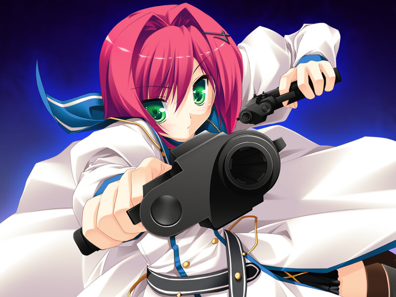 Pink-haired Girl with Guns — Pink, Dramatic, Anime