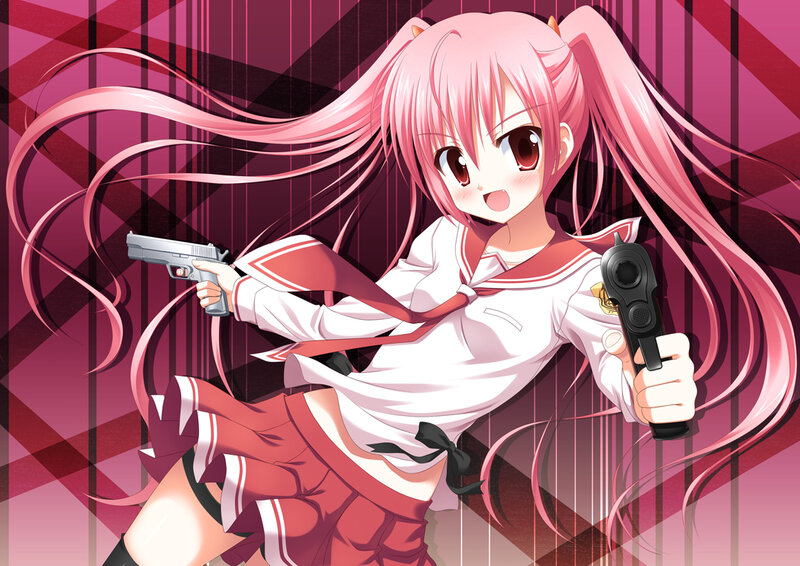 Pink-haired Girl with Guns — Pink