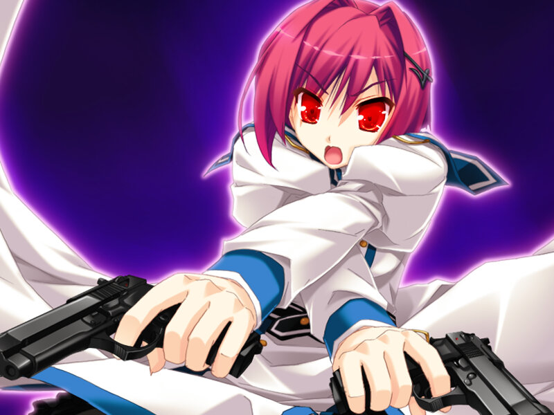 Pink-haired Girl with Guns — Purple