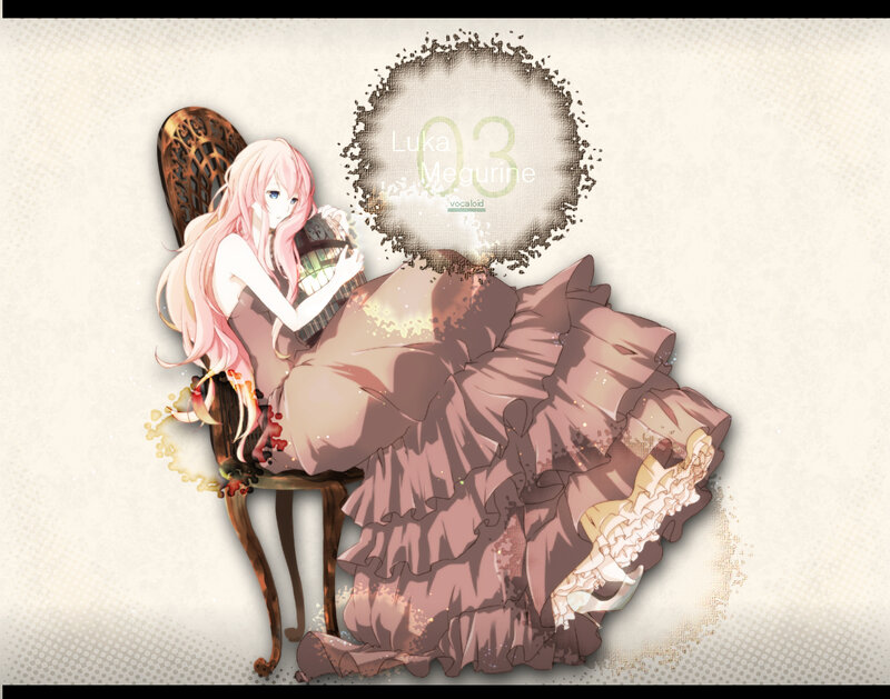 Pink-haired Girl with Harp