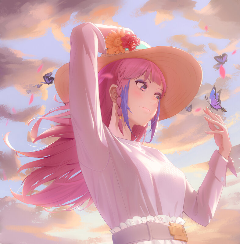 Pink-haired Girl with Hat — Pink