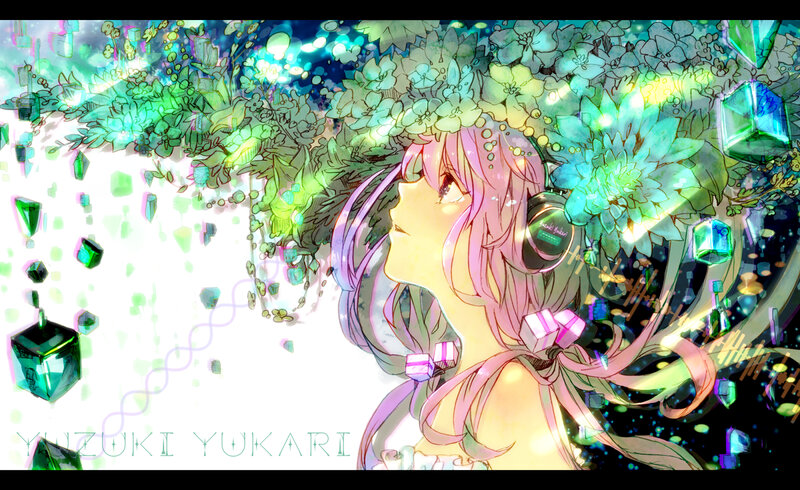 Pink-haired Girl with Headphones — Green, Dreamy