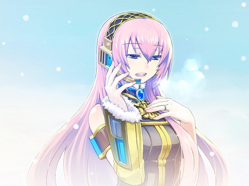 pink-haired girl with headset