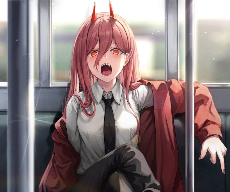 Pink-haired Girl with Horns — Pink, Dramatic