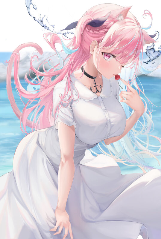 Pink-haired Girl with Horns — Pink, Serene, Afternoon