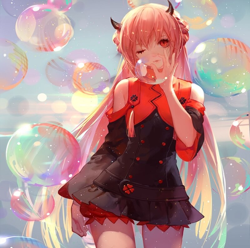 Pink-haired Girl with Horns — Pink