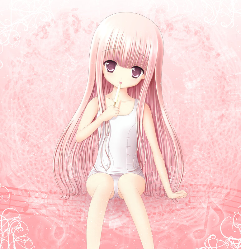 pink-haired girl with ice cream