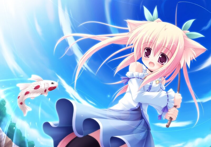 Pink-haired Girl with Koi