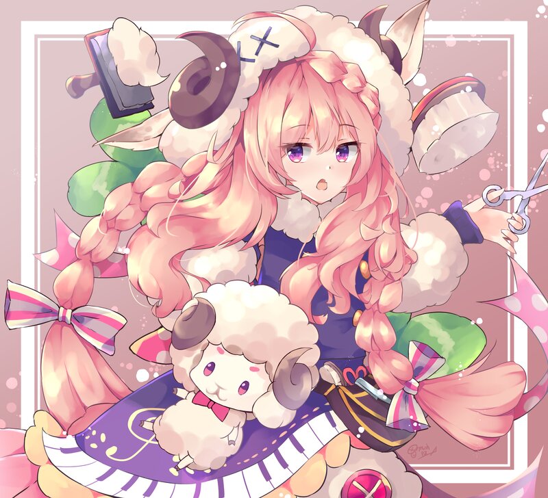 Pink-haired Girl with Lamb — Pink