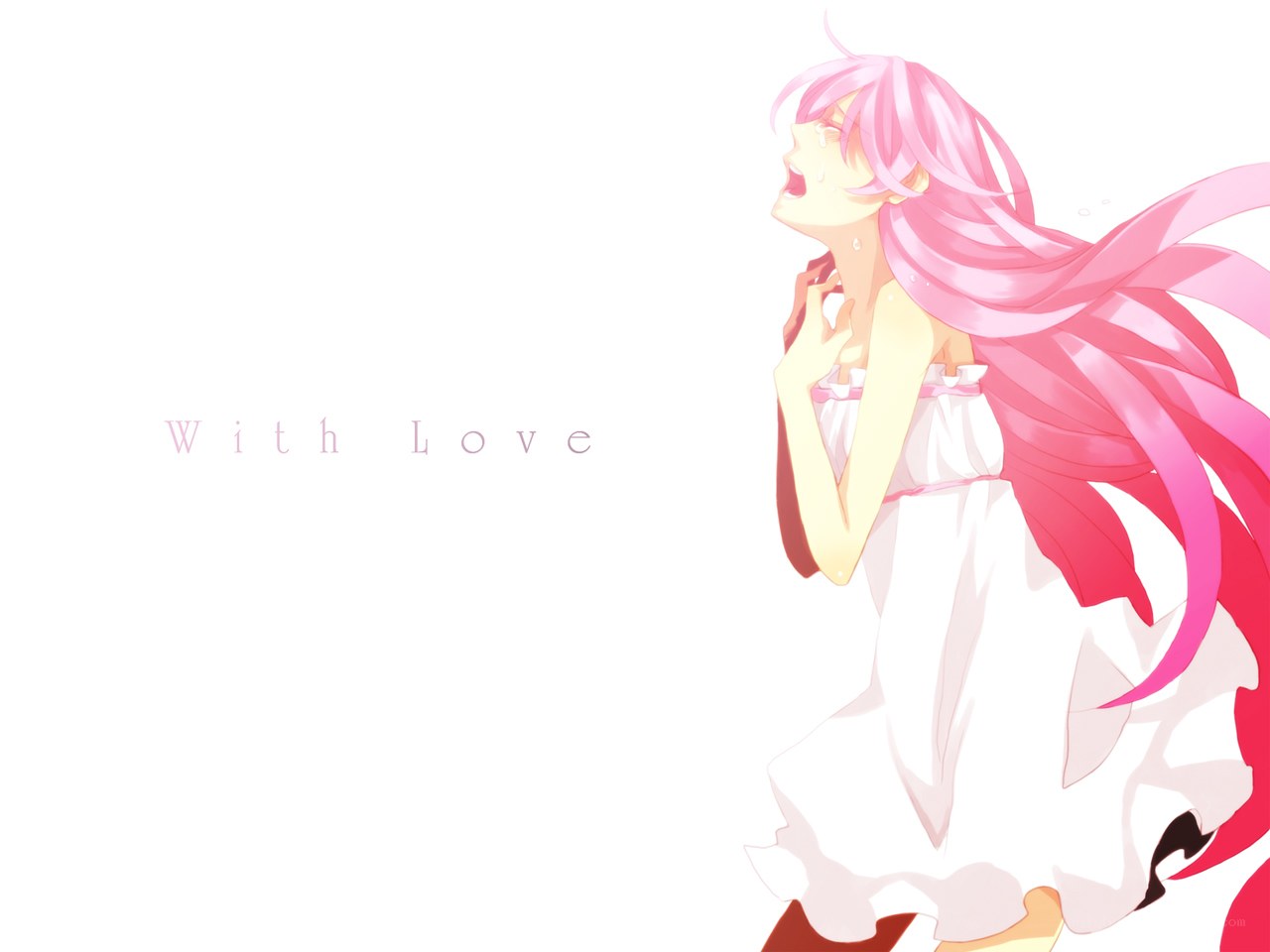 pink-haired girl with love
