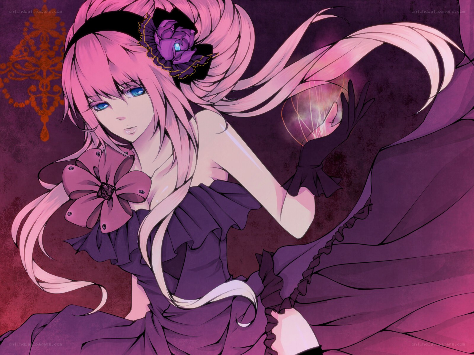pink-haired girl with magic orb
